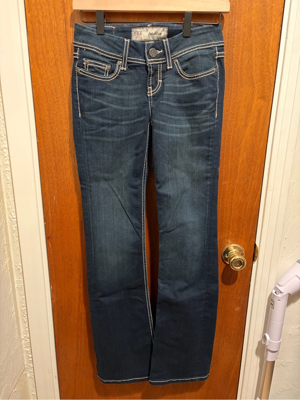 BKE Dark Indigo Bootcut Jeans with Contrast Stitching 24w 31L